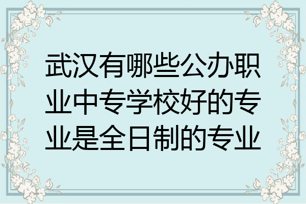 武汉有哪些公办职业中专学校好的专业是全日制的专业