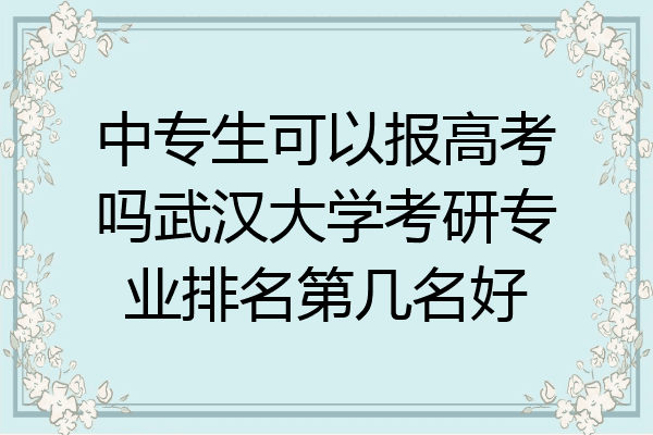 中专生可以报高考吗武汉大学考研专业排名第几名好