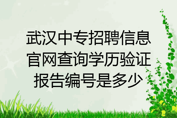 武汉中专招聘信息官网查询学历验证报告编号是多少