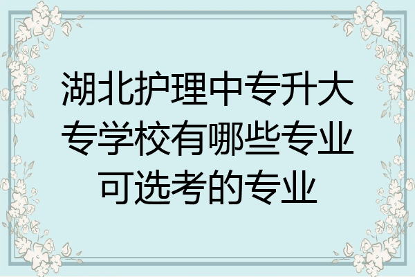 湖北护理中专升大专学校有哪些专业可选考的专业