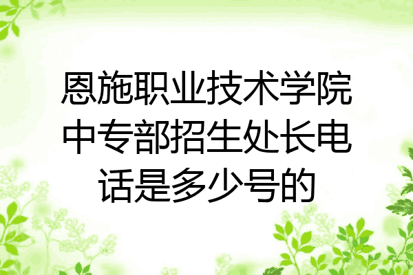 恩施职业技术学院中专部招生处长电话是多少号的