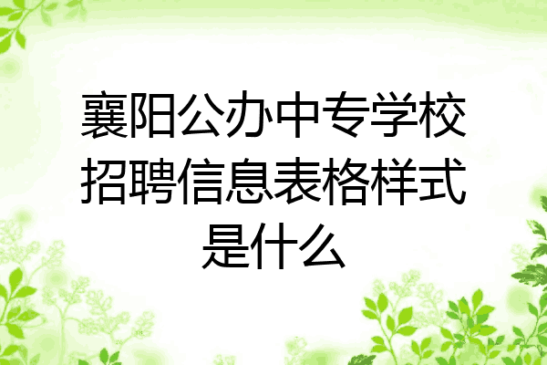 襄阳公办中专学校招聘信息表格样式是什么