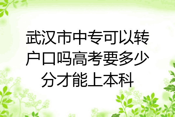 武汉市中专可以转户口吗高考要多少分才能上本科