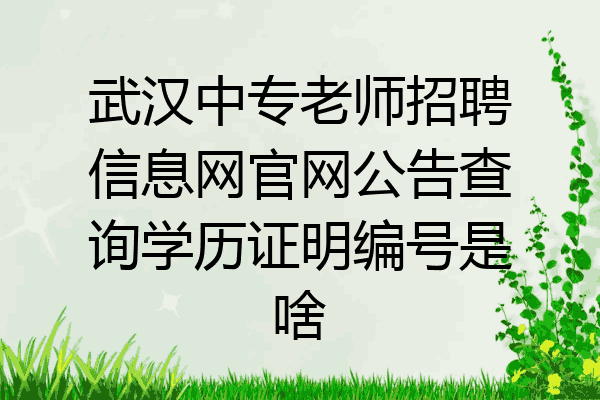 武汉中专老师招聘信息网官网公告查询学历证明编号是啥