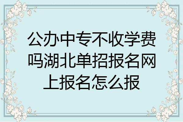 公办中专不收学费吗湖北单招报名网上报名怎么报
