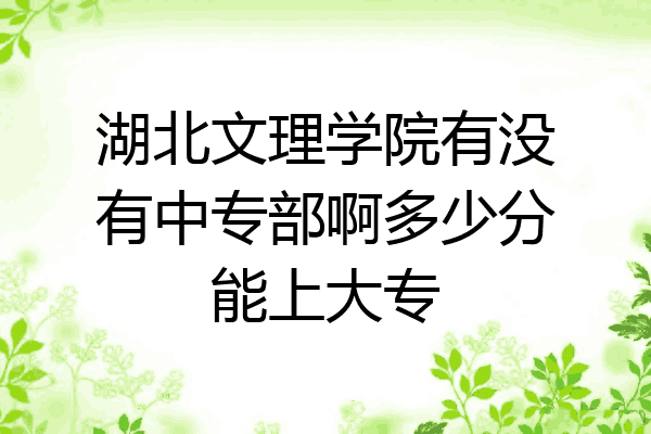 湖北文理学院有没有中专部啊多少分能上大专