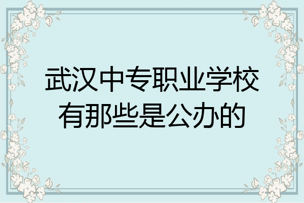 武汉中专职业学校有那些是公办的