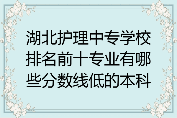 湖北护理中专学校排名前十专业有哪些分数线低的本科