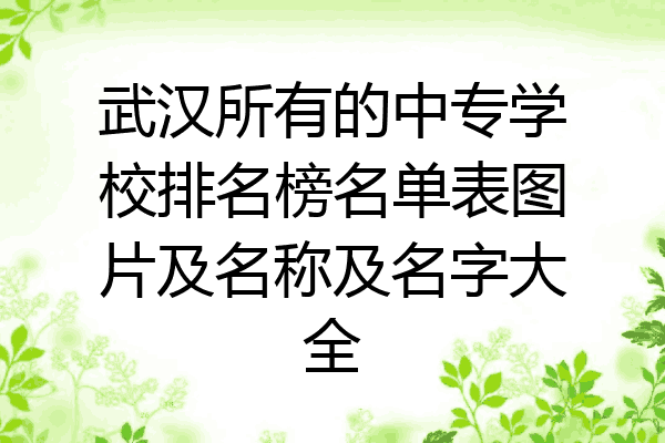 武汉所有的中专学校排名榜名单表图片及名称及名字大全