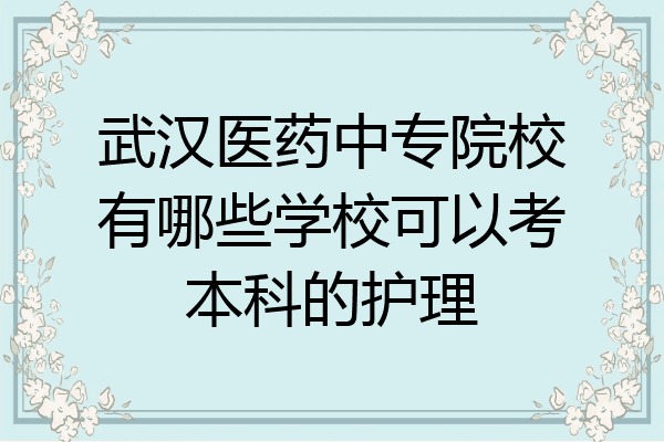 武汉医药中专院校有哪些学校可以考本科的护理