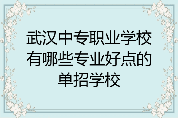 武汉中专职业学校有哪些专业好点的单招学校