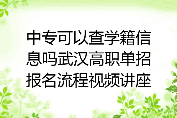 中专可以查学籍信息吗武汉高职单招报名流程视频讲座