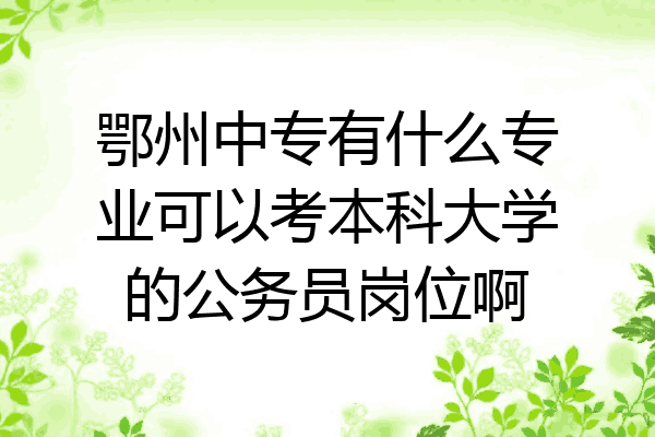 鄂州中专有什么专业可以考本科大学的公务员岗位啊