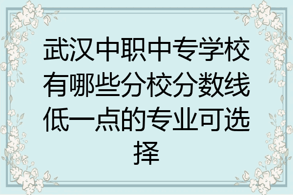 武汉中职中专学校有哪些分校分数线低一点的专业可选择