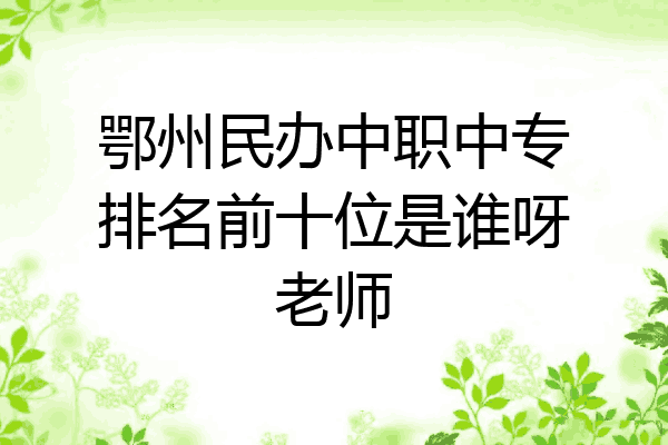 鄂州民办中职中专排名前十位是谁呀老师