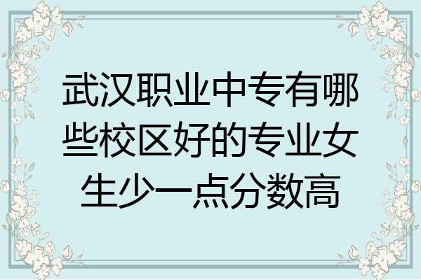 武汉职业中专有哪些校区好的专业女生少一点分数高