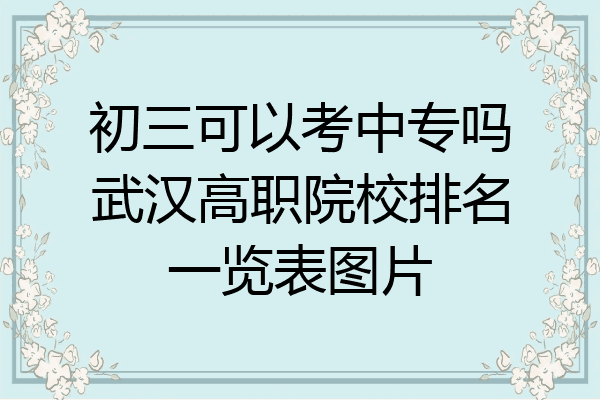 初三可以考中专吗武汉高职院校排名一览表图片