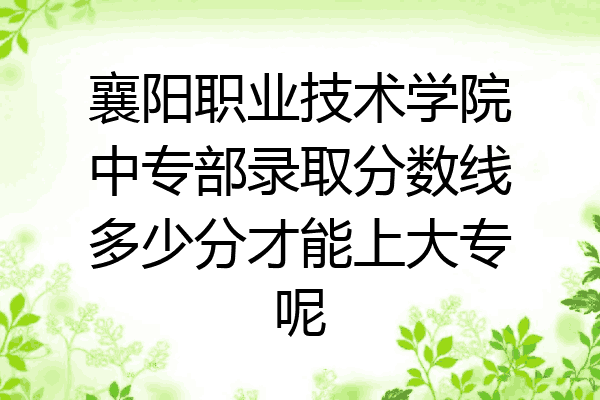 襄阳职业技术学院中专部录取分数线多少分才能上大专呢