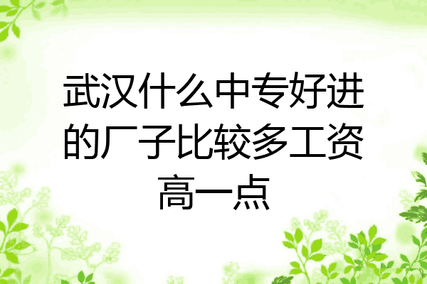 武汉什么中专好进的厂子比较多工资高一点
