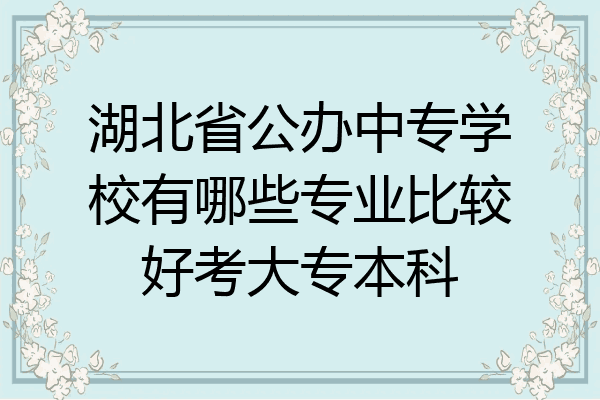 湖北省公办中专学校有哪些专业比较好考大专本科