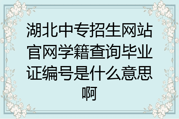 湖北中专招生网站官网学籍查询毕业证编号是什么意思啊