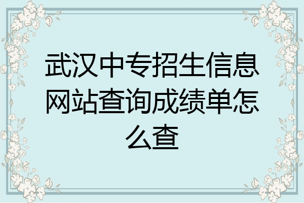 武汉中专招生信息网站查询成绩单怎么查