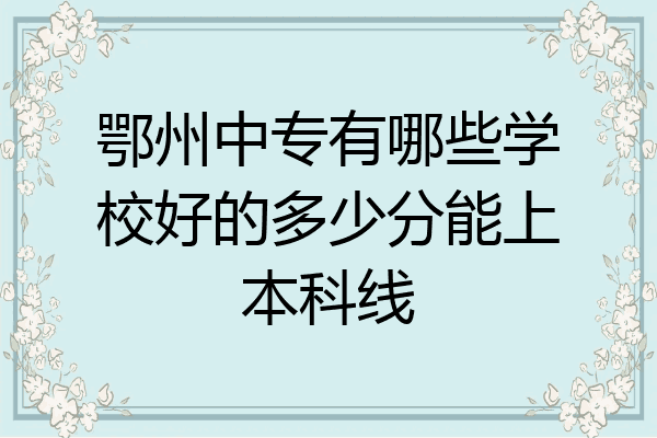 鄂州中专有哪些学校好的多少分能上本科线
