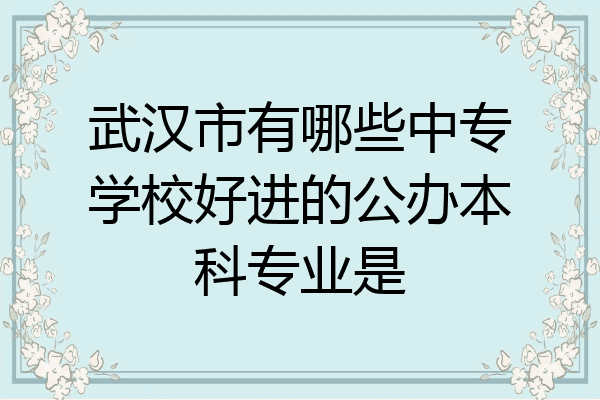 武汉市有哪些中专学校好进的公办本科专业是