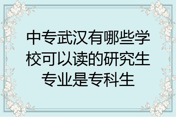 中专武汉有哪些学校可以读的研究生专业是专科生