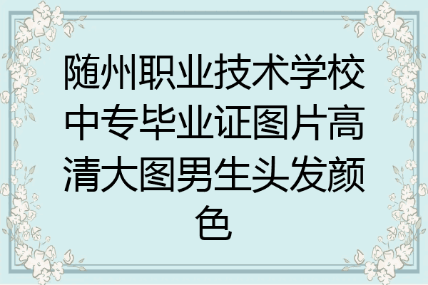 随州职业技术学校中专毕业证图片高清大图男生头发颜色