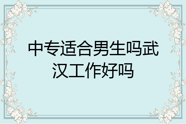 中专适合男生吗武汉工作好吗