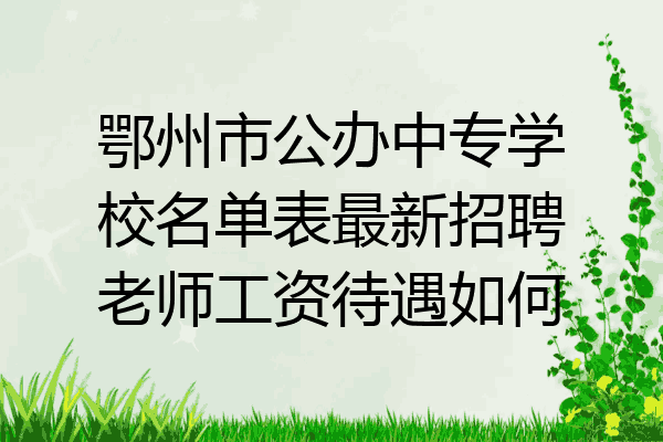 鄂州市公办中专学校名单表最新招聘老师工资待遇如何