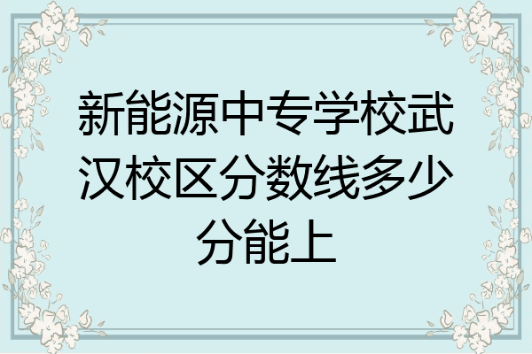 新能源中专学校武汉校区分数线多少分能上