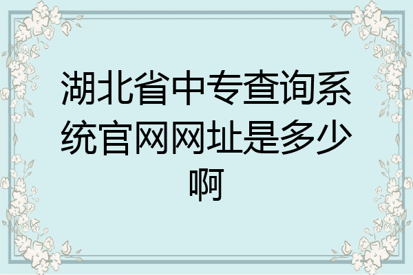 湖北省中专查询系统官网网址是多少啊