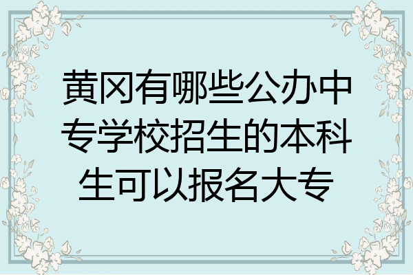 黄冈有哪些公办中专学校招生的本科生可以报名大专