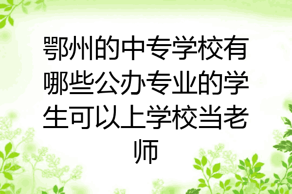 鄂州的中专学校有哪些公办专业的学生可以上学校当老师