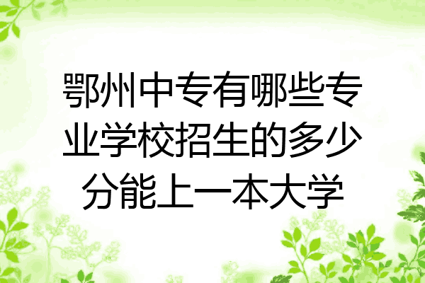 鄂州中专有哪些专业学校招生的多少分能上一本大学