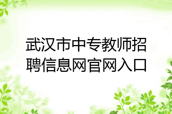 武汉市中专教师招聘信息网官网入口