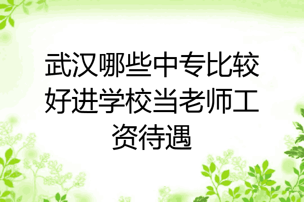 武汉哪些中专比较好进学校当老师工资待遇