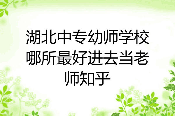 湖北中专幼师学校哪所最好进去当老师知乎