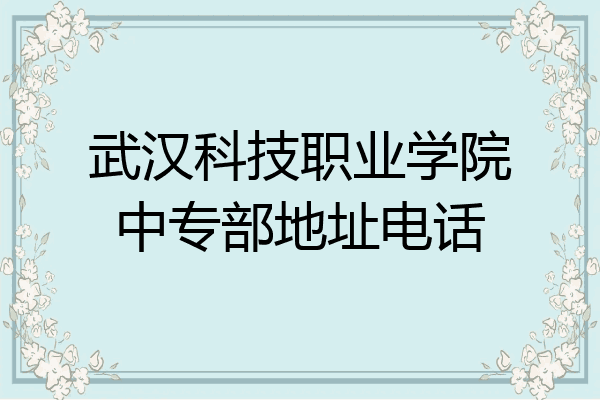 武汉科技职业学院中专部地址电话