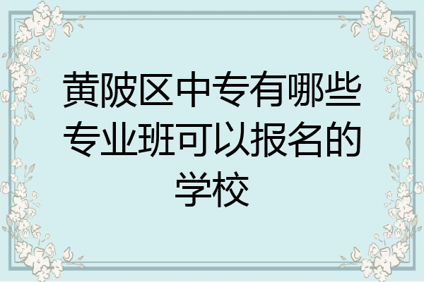 黄陂区中专有哪些专业班可以报名的学校