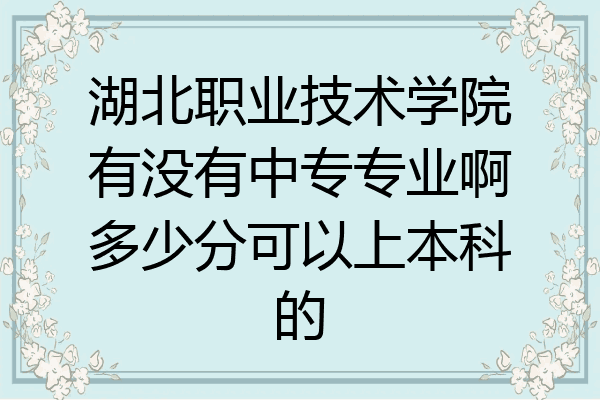 湖北职业技术学院有没有中专专业啊多少分可以上本科的