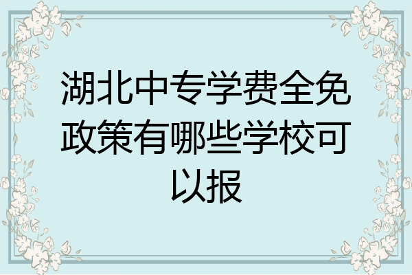 湖北中专学费全免政策有哪些学校可以报