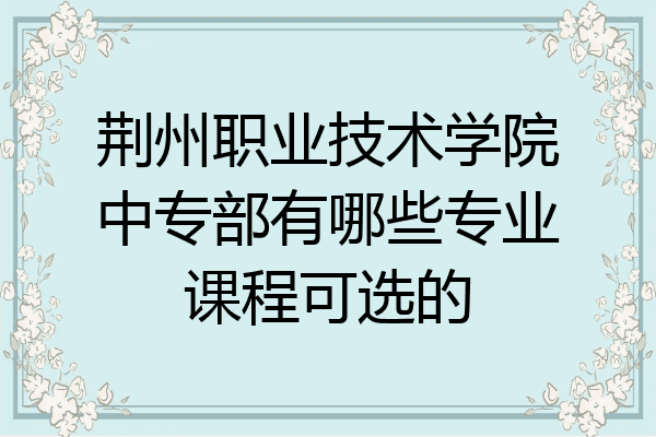 荆州职业技术学院中专部有哪些专业课程可选的