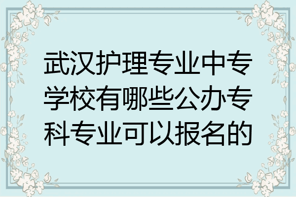 武汉护理专业中专学校有哪些公办专科专业可以报名的