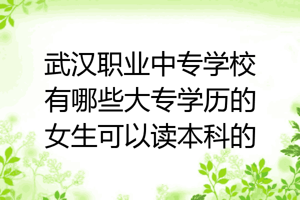 武汉职业中专学校有哪些大专学历的女生可以读本科的
