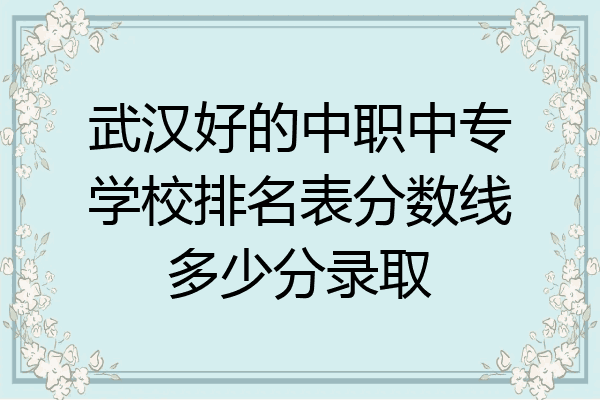 武汉好的中职中专学校排名表分数线多少分录取