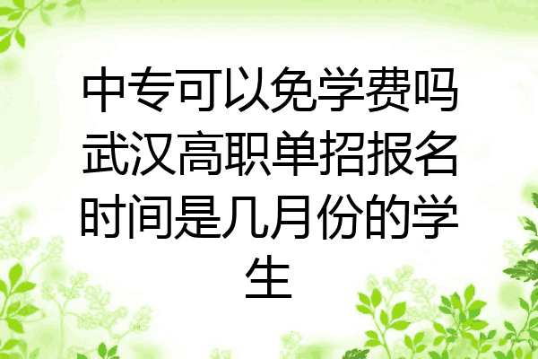 中专可以免学费吗武汉高职单招报名时间是几月份的学生