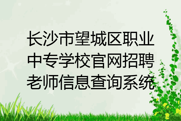长沙市望城区职业中专学校官网招聘老师信息查询系统